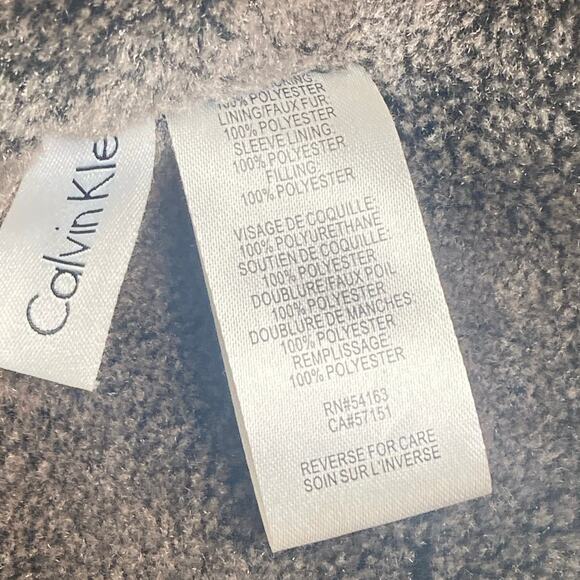 Calvin Klein Brown Leather Like Outer Jacket Coat Mens Large Polyester Filling - Picture 9 of 16